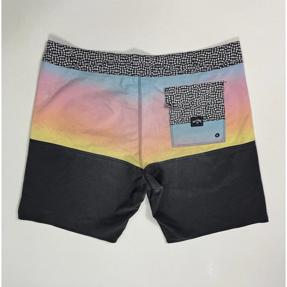 Billabong Board Shorts Mens 36x10 Recycler Pro Blue Pink Yellow Gradient Beach
